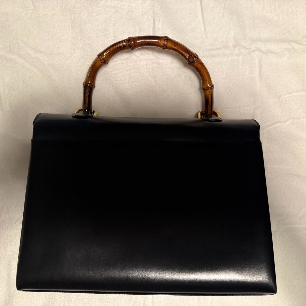 NEW AUTHENTIC VINTAGE Gucci Handbag with Bamboo Handle & Lock and Dust cover - Picture 8 of 10